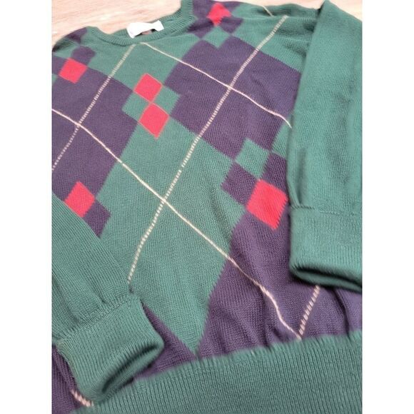 Clark and Gregory Scottish argyle size large 100% cotton green blue and red,  gr - Picture 4 of 7
